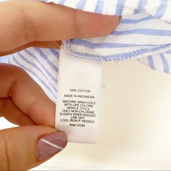 EXPRESS striped ruffle blue white blouse size S - Picture 5 of 7